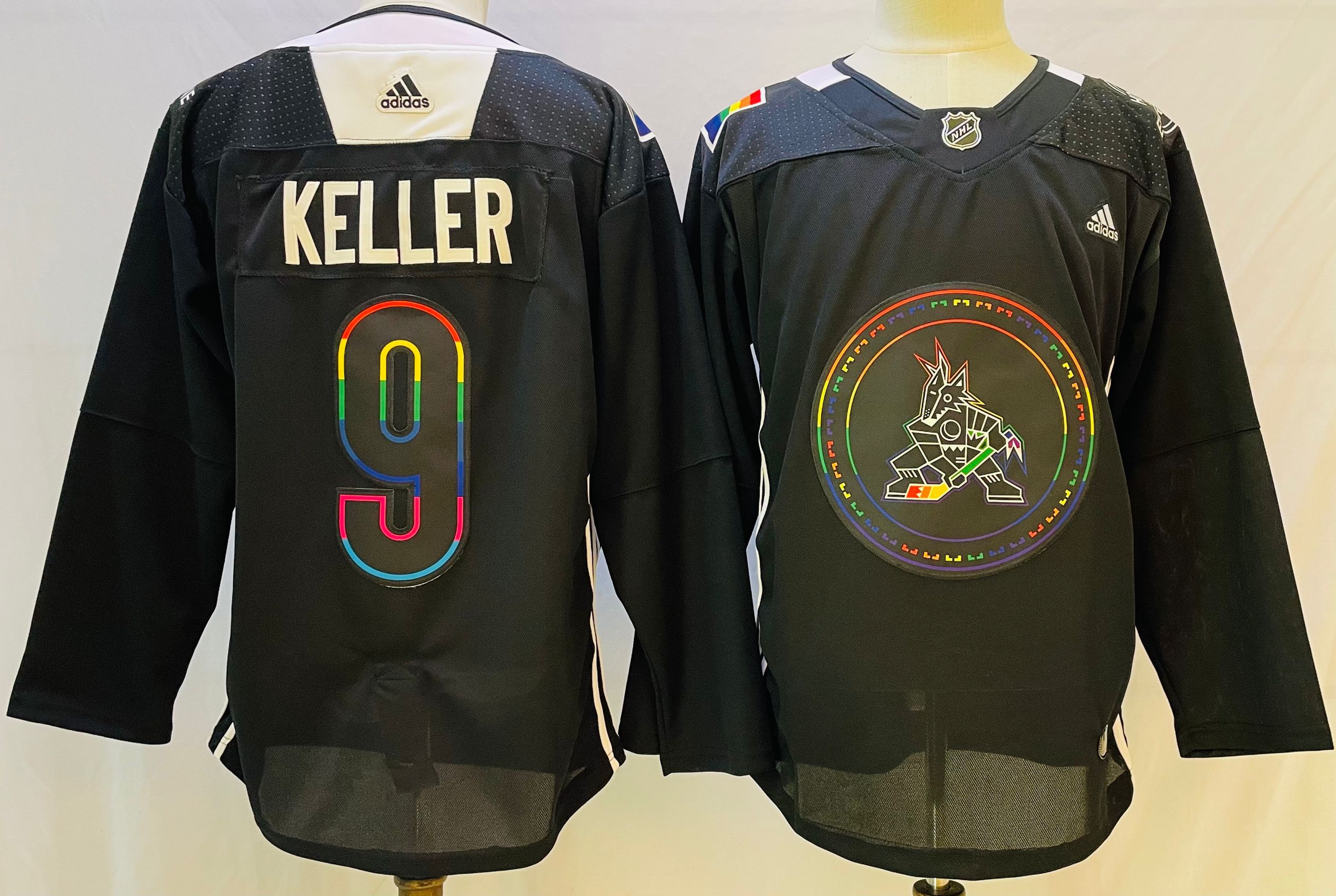 Men Arizona Coyotes 9 Keller Black Stitched 2022 Adidas NHL Jersey